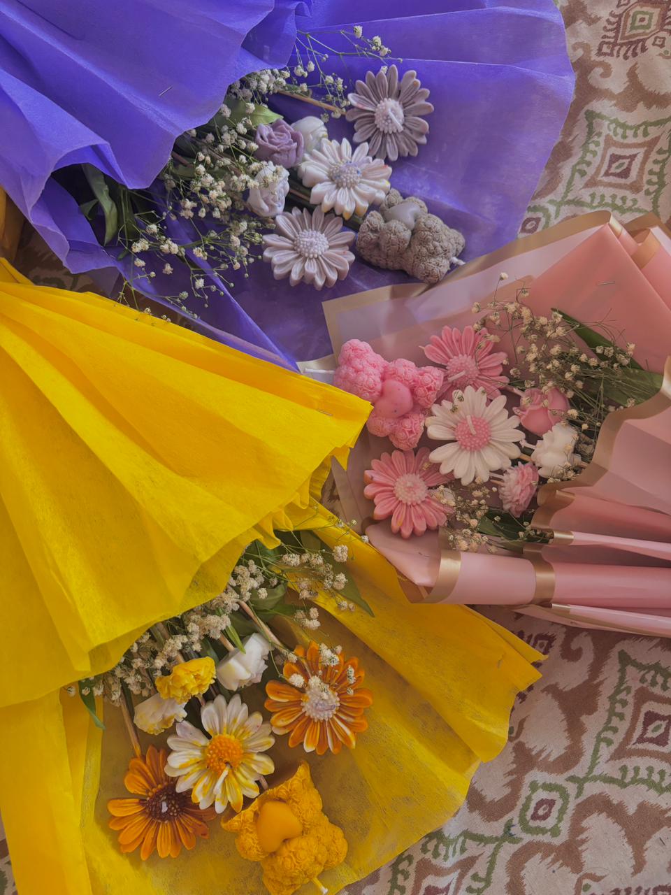 Romantic Pink Candle Flower Bouquet – Unique Anniversary Gift for Girlfriend & Birthday Surprise